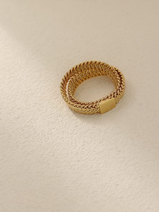 Medium [ 8] Brass Geometric Vintage Band Fashion Ring